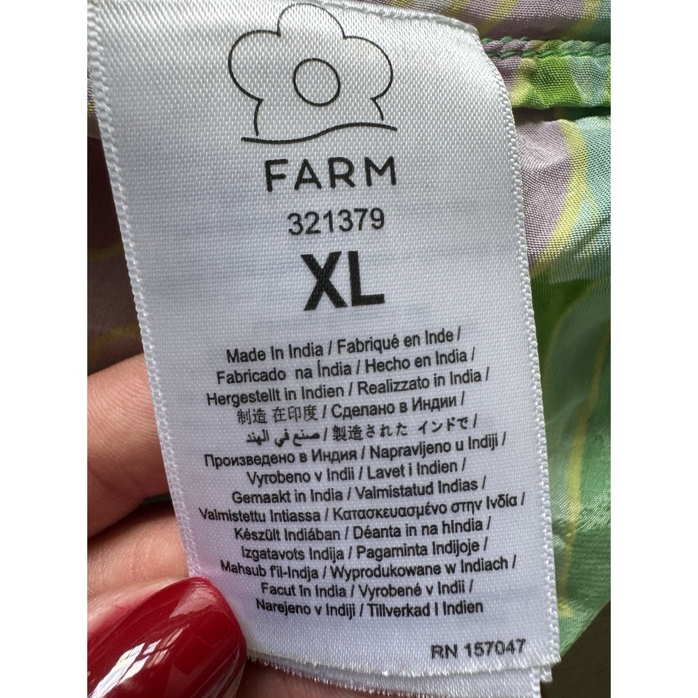 Farm Rio Dress Green Floral Vibing Maxi One Shoulder Silky Viscose fabric XL - Picture 9 of 10